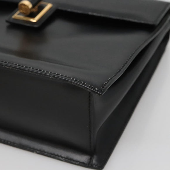 GUCCI Hand Bag Leather Black Gold 000 46 0096 Auth ep8407