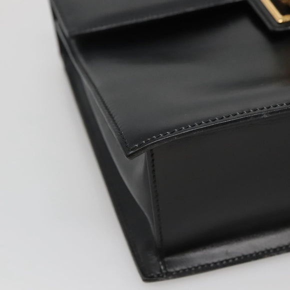 GUCCI Hand Bag Leather Black Gold 000 46 0096 Auth ep8407