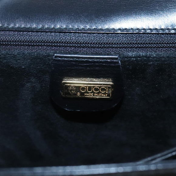 GUCCI Hand Bag Leather Black Gold 000 46 0096 Auth ep8407