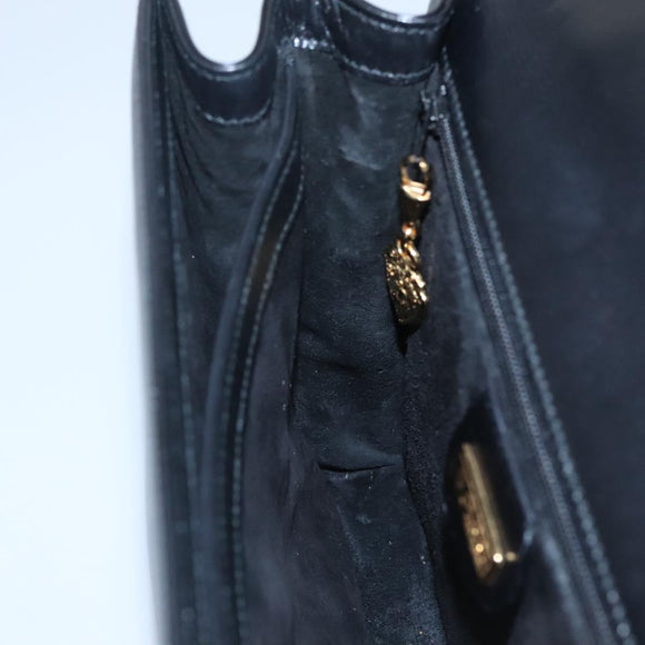 GUCCI Hand Bag Leather Black Gold 000 46 0096 Auth ep8407