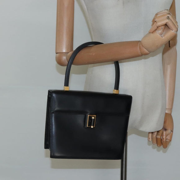 GUCCI Hand Bag Leather Black Gold 000 46 0096 Auth ep8407