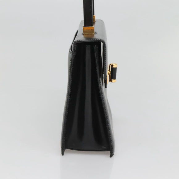 GUCCI Hand Bag Leather Black Gold 000 46 0096 Auth ep8407