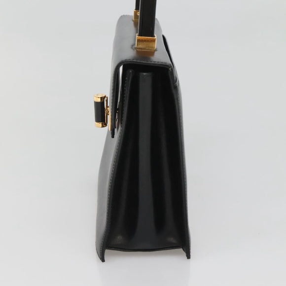 GUCCI Hand Bag Leather Black Gold 000 46 0096 Auth ep8407