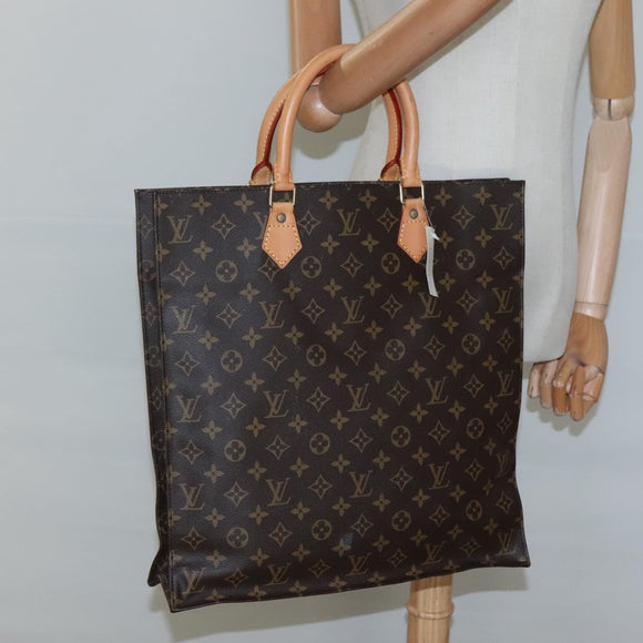 LOUIS VUITTON Monogram Sac Plat Hand Bag M51140 LV Auth ep8413