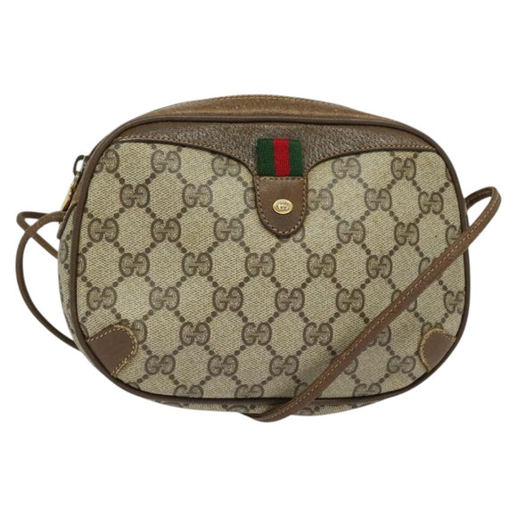 GUCCI GG Supreme Web Sherry Line Shoulder Bag PVC Beige 89 02 066 Auth ep8425