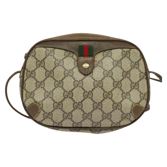 GUCCI GG Supreme Web Sherry Line Shoulder Bag PVC Beige 89 02 066 Auth ep8425