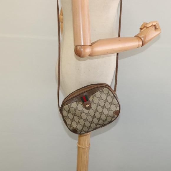 GUCCI GG Supreme Web Sherry Line Shoulder Bag PVC Beige 89 02 066 Auth ep8425