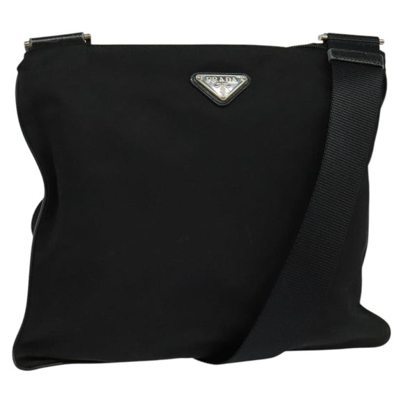 PRADA Shoulder Bag Nylon Black Silver Auth ep8428