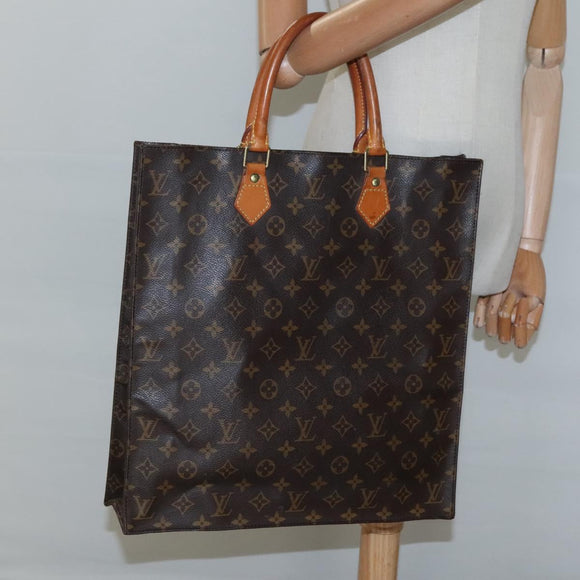 LOUIS VUITTON Monogram Sac Plat Hand Bag M51140 LV Auth ep8430