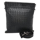 BOTTEGA VENETA INTRECCIATO Shoulder Bag Leather Black Silver Auth ep8445-1
