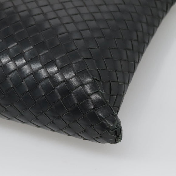 BOTTEGA VENETA INTRECCIATO Shoulder Bag Leather Black Silver Auth ep8445