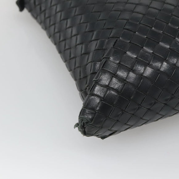 BOTTEGA VENETA INTRECCIATO Shoulder Bag Leather Black Silver Auth ep8445