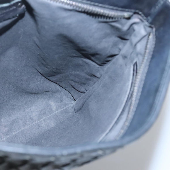 BOTTEGA VENETA INTRECCIATO Shoulder Bag Leather Black Silver Auth ep8445