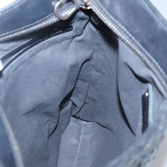 BOTTEGA VENETA INTRECCIATO Shoulder Bag Leather Black Silver Auth ep8445