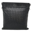 BOTTEGA VENETA INTRECCIATO Shoulder Bag Leather Black Silver Auth ep8445-13