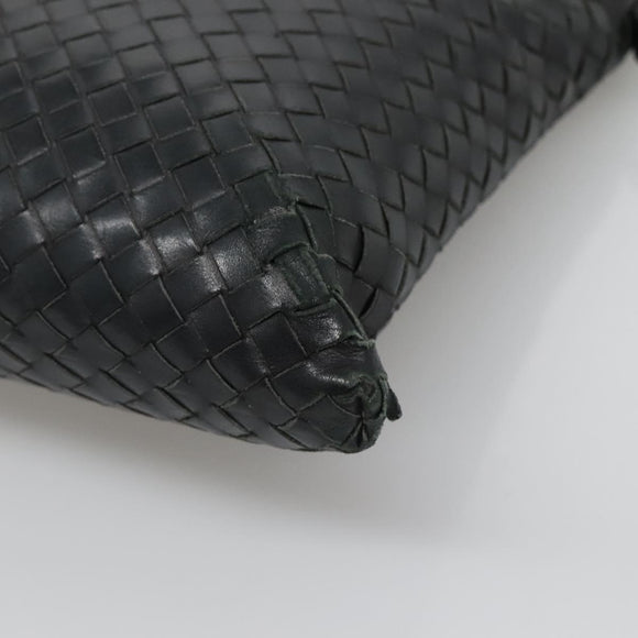 BOTTEGA VENETA INTRECCIATO Shoulder Bag Leather Black Silver Auth ep8445