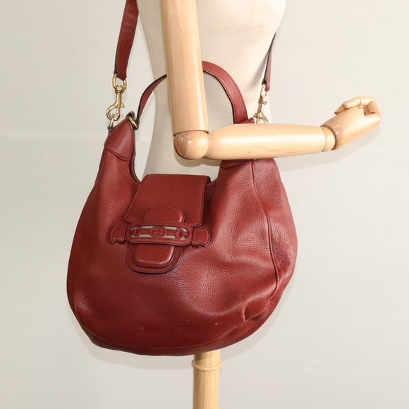 GUCCI Shoulder Bag Leather 2way Brown Gold 296851 Auth ep8453