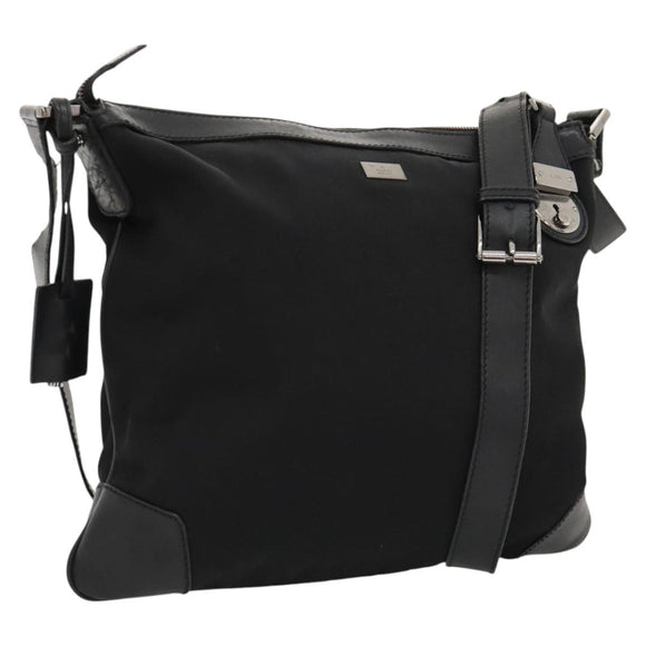 GUCCI Shoulder Bag Nylon Black Silver 148476 Auth ep8456