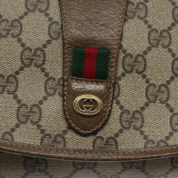 GUCCI GG Supreme Web Sherry Line Clutch Bag PVC Beige 89 01 030 Auth ep8459