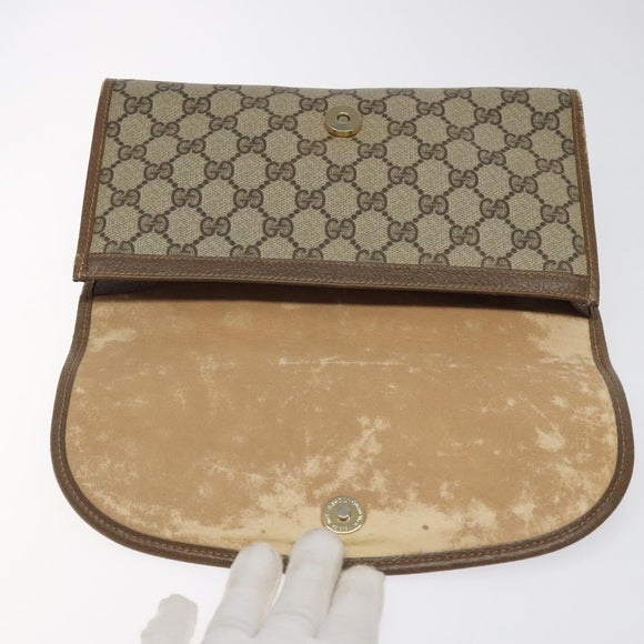GUCCI GG Supreme Web Sherry Line Clutch Bag PVC Beige 89 01 030 Auth ep8459