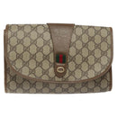 GUCCI GG Supreme Web Sherry Line Clutch Bag PVC Beige 89 01 030 Auth ep8459-2