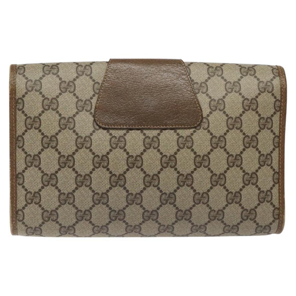 GUCCI GG Supreme Web Sherry Line Clutch Bag PVC Beige 89 01 030 Auth ep8459