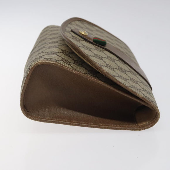 GUCCI GG Supreme Web Sherry Line Clutch Bag PVC Beige 89 01 030 Auth ep8459