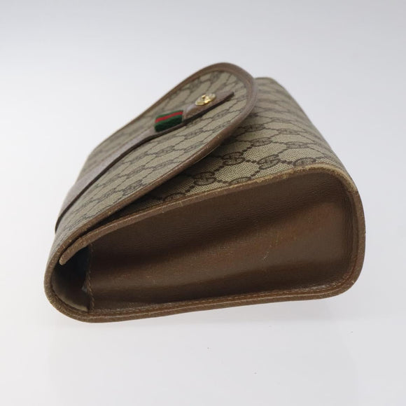 GUCCI GG Supreme Web Sherry Line Clutch Bag PVC Beige 89 01 030 Auth ep8459