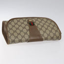 GUCCI GG Supreme Web Sherry Line Clutch Bag PVC Beige 89 01 030 Auth ep8459-6