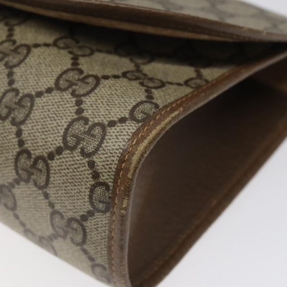 GUCCI GG Supreme Web Sherry Line Clutch Bag PVC Beige 89 01 030 Auth ep8459