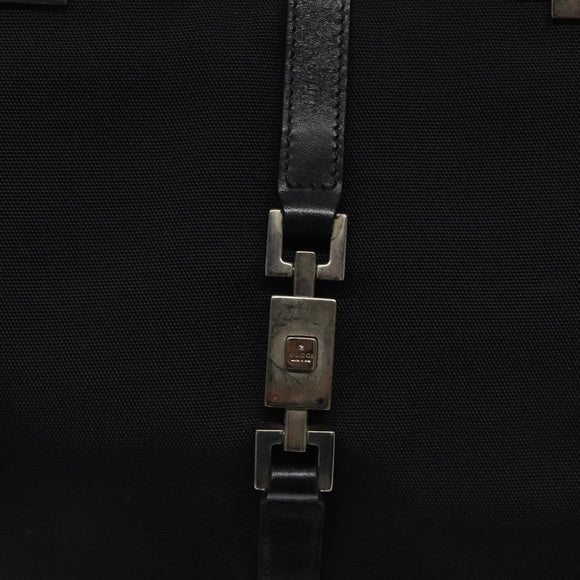 GUCCI Jackie Hand Bag Nylon Black Silver 002 1065 Auth ep8460