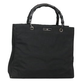 GUCCI Bamboo Hand Bag Nylon Black 002 1010 Auth ep8468