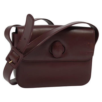 CARTIER Shoulder Bag Leather Red Auth ep8473