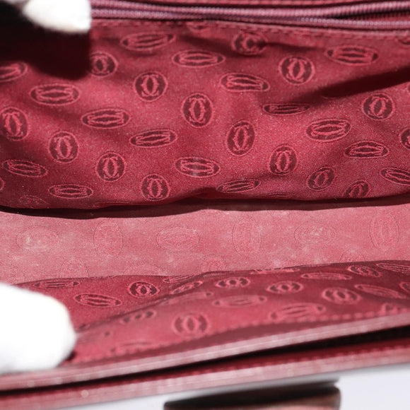 CARTIER Shoulder Bag Leather Red Auth ep8473