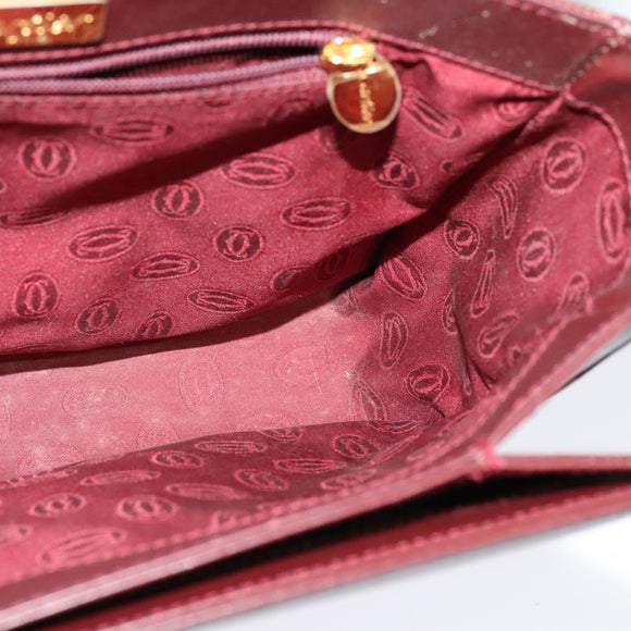 CARTIER Shoulder Bag Leather Red Auth ep8473