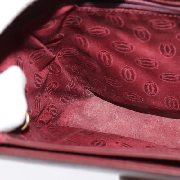CARTIER Shoulder Bag Leather Red Auth ep8473