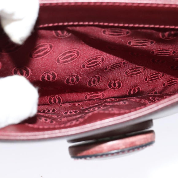 CARTIER Shoulder Bag Leather Red Auth ep8473