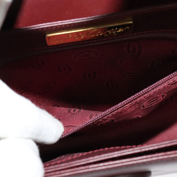 CARTIER Shoulder Bag Leather Red Auth ep8473