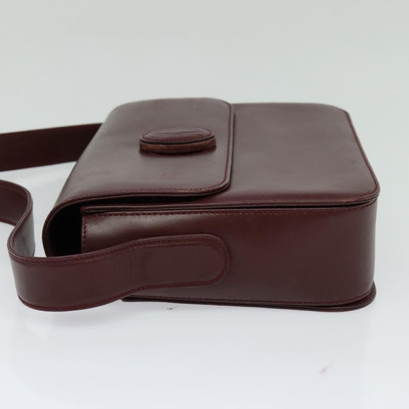 CARTIER Shoulder Bag Leather Red Auth ep8473
