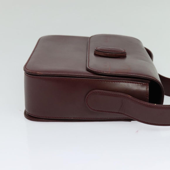 CARTIER Shoulder Bag Leather Red Auth ep8473