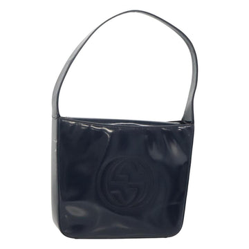 GUCCI Patent leather Shoulder Bag Navy Silver 000 1046 0506 Auth ep8474