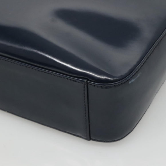 GUCCI Patent leather Shoulder Bag Navy Silver 000 1046 0506 Auth ep8474