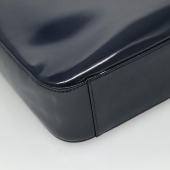 GUCCI Patent leather Shoulder Bag Navy Silver 000 1046 0506 Auth ep8474