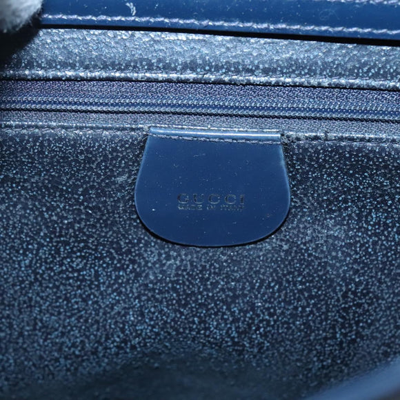 GUCCI Patent leather Shoulder Bag Navy Silver 000 1046 0506 Auth ep8474