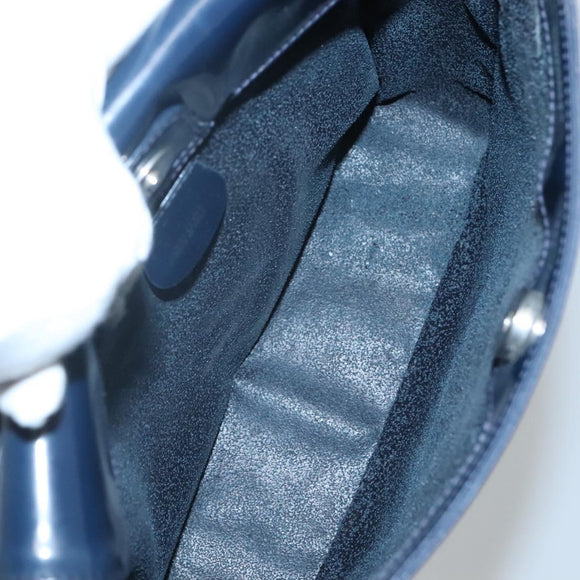 GUCCI Patent leather Shoulder Bag Navy Silver 000 1046 0506 Auth ep8474