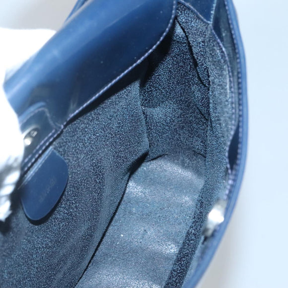 GUCCI Patent leather Shoulder Bag Navy Silver 000 1046 0506 Auth ep8474