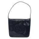 GUCCI Patent leather Shoulder Bag Navy Silver 000 1046 0506 Auth ep8474-13