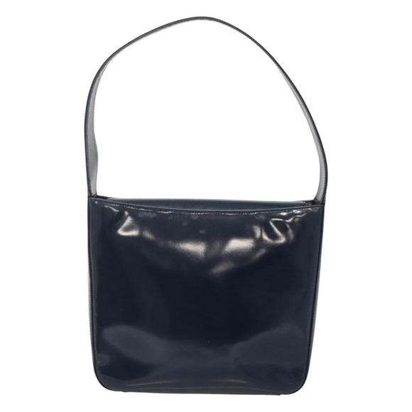 GUCCI Patent leather Shoulder Bag Navy Silver 000 1046 0506 Auth ep8474