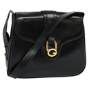 GUCCI Shoulder Bag Leather Black Gold Auth ep8475-1