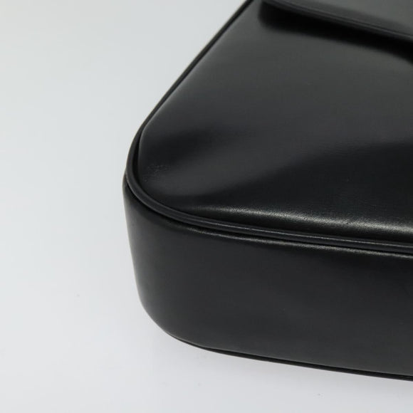 GUCCI Shoulder Bag Leather Black Gold Auth ep8475